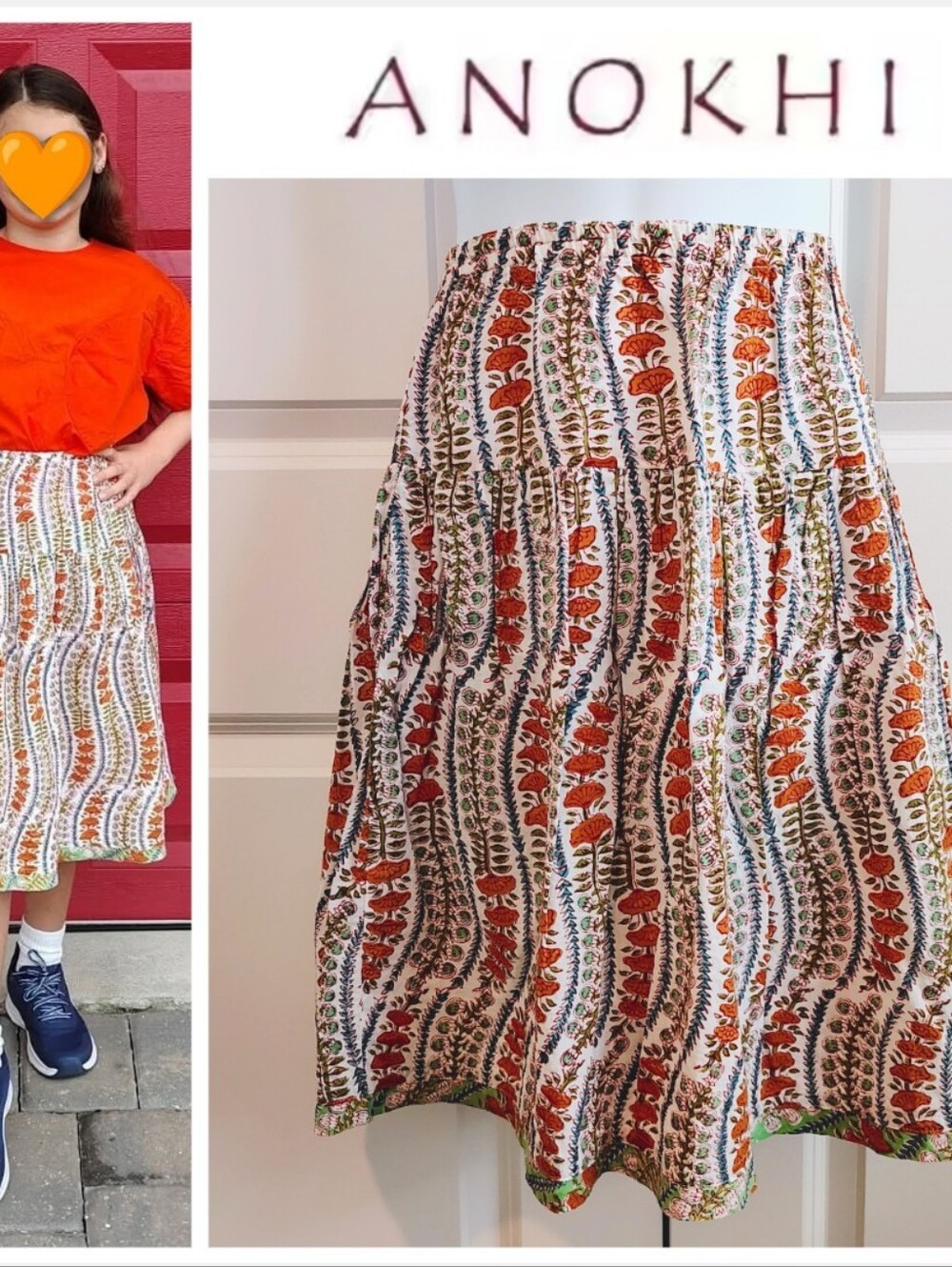Anokhi Floral Midi Skirt (Indian Brand)